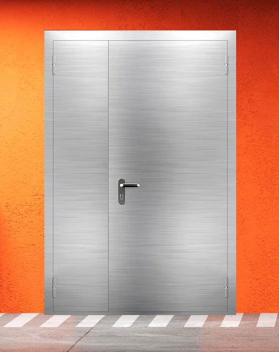 Противопожарная полуторная из нержавеющей стали серая дверь EIS 30 без доводчика