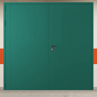 Ворота металлические двустворчатые зеленые без доводчика