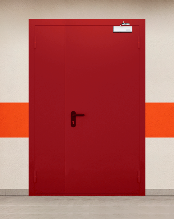 Противопожарная полуторная красная дверь EI 60 (2-го типа)